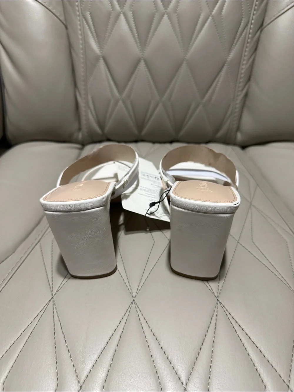 Avery White Strappy Block Heel Sandal by Unknown Brand